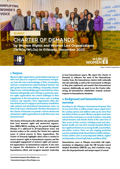 Charter of Demands by Women Rights and Women-Led Organizations (WROs/WLOs) in Ethiopia, December 2023